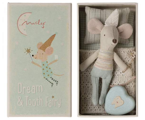 Maileg - Tooth fairy mouse, Little brother in matchbox