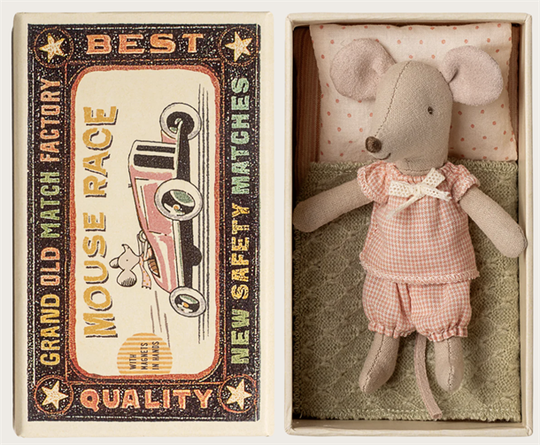 Little sister mouse in matchbox