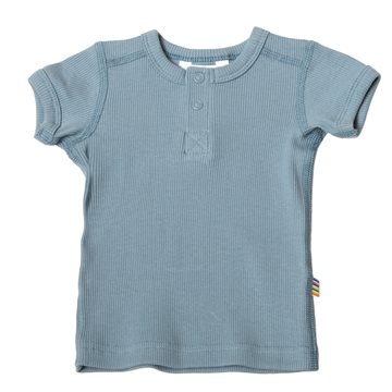 Joha - bomulds rib T-shirt  med knapper - blå