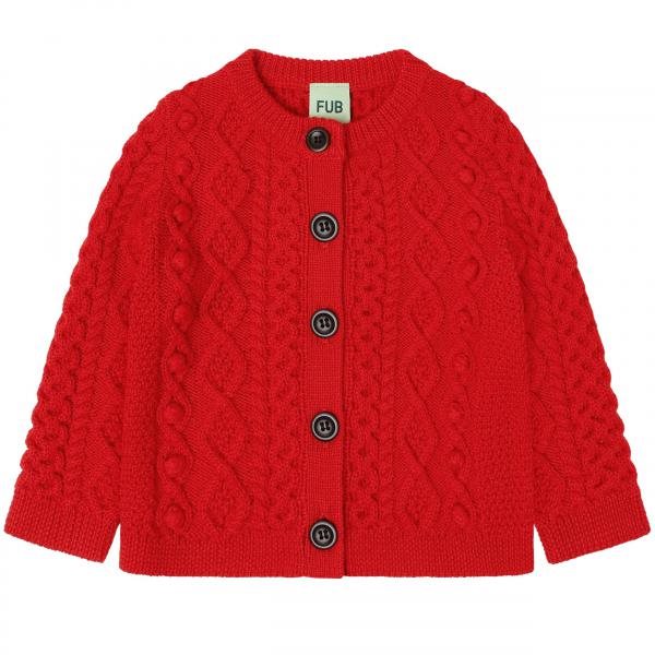 Fub - Baby Aran Cardigan - signal red