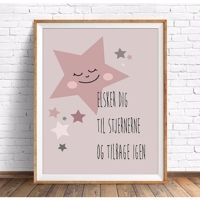 Plakat A4  Elsker dig til stjernerne ... Rosa