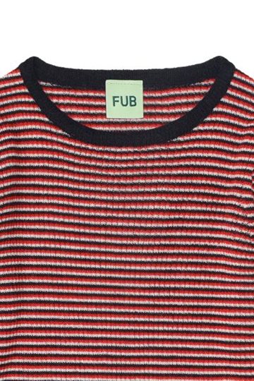Fub - Rib Blouse - ecru/dark navy/signal red