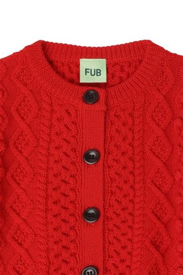 Fub - Aran Cardigan - signal red