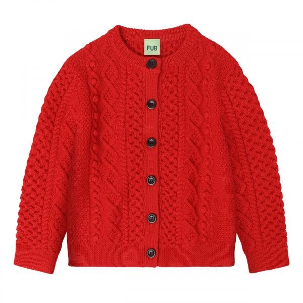 Fub - Aran Cardigan - signal red