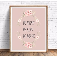 Plakat A4 be happy, be kind... rosa