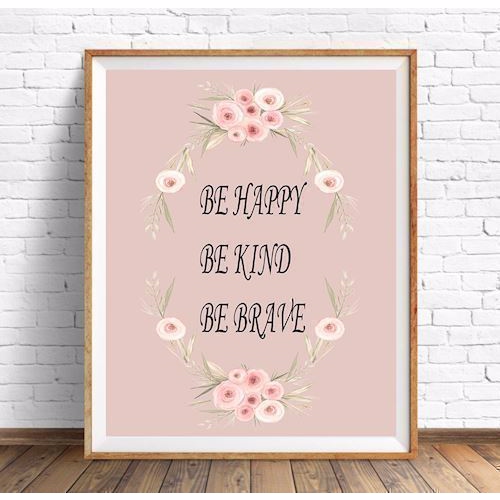 Plakat A4 be happy, be kind... rosa