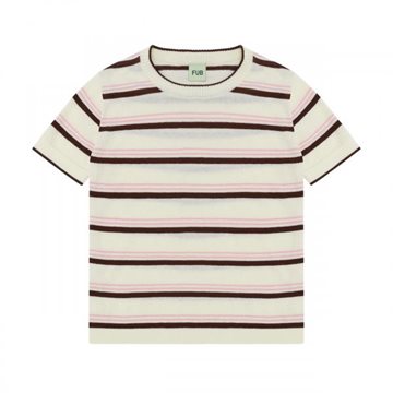Fub - Striped T-shirt - ecru/maroon
