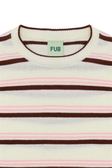 Fub - Striped T-shirt - ecru/maroon
