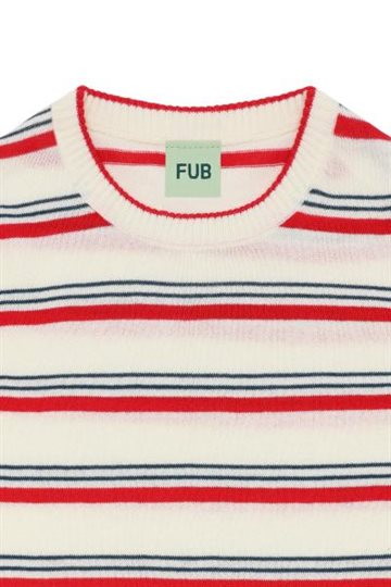 Fub - Striped T-shirt - ecru/red