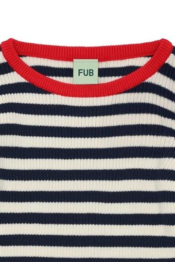 Fub - Rib Blouse - ecru/dark navy