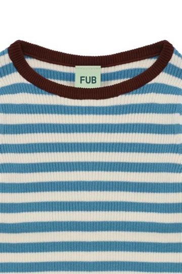 Fub - Rib Blouse  - ecru/sea