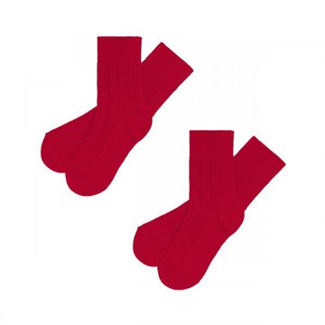 Fub - 2-Pack Pointelle Socks -  red