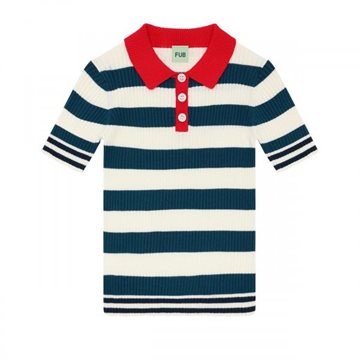 Fub - Striped Rib Polo  - ecru/ocean