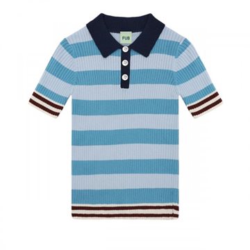 Fub - Striped Rib Polo  - sea/pale blue