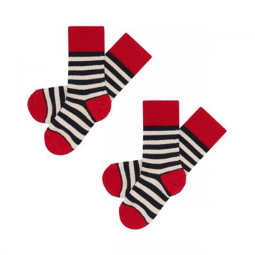 Fub - 2-Pack Classic Stripe Socks - dark navy/red