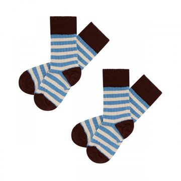 Fub - 2-Pack Classic Stripe Socks - sea/maroon