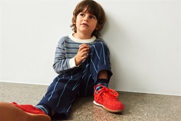 Fub - Striped Pants - dark navy/sea