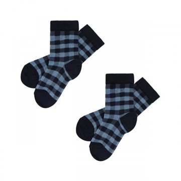 Fub - 2-Pack Check Socks - dark navy/sea
