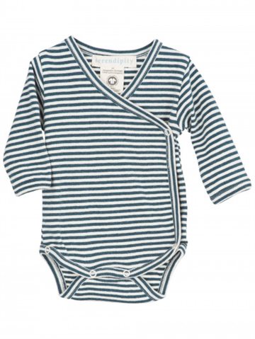Serendipity - Nyfødt Slå-om Body LS // Atlantic/Offwhite
