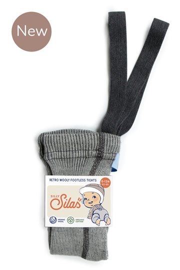 Silly Silas strømpebuks - Wooly Footless Wool Tights- Granite Grey