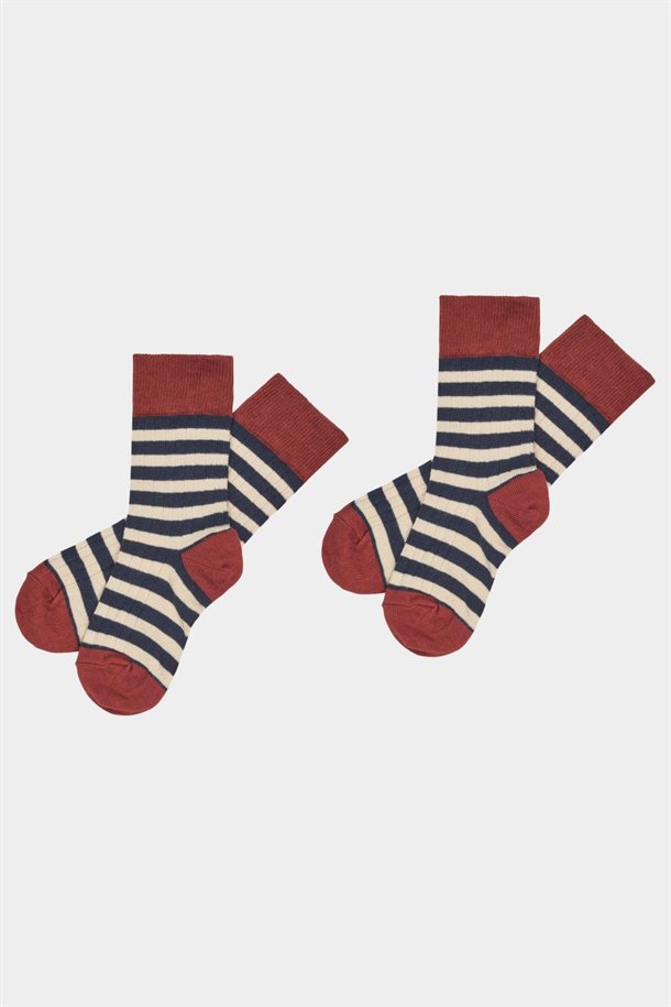Fub - Classic Stripe Socks - chili/dark navy