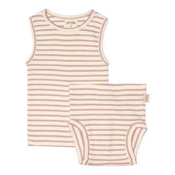 Petit Piao - Underwear Set Modal Striped - Adobe Rose/Offwhite