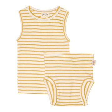 Petit Piao - Underwear Set Modal Striped - Yellow Corn/Offwhite