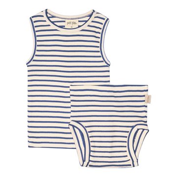 Petit Piao - Underwear Set Modal Striped - Moonlight Blue/Offwhite